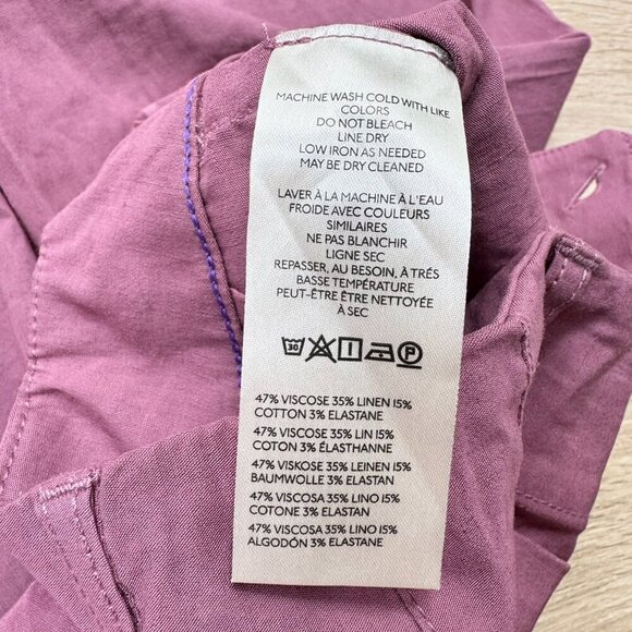 New Anthropologie The Colette Linen Pants Wide Leg Cropped Magic Mauve Taupe - Picture 5 of 13